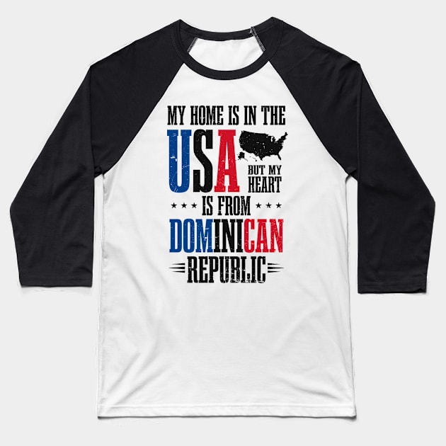 Dominican Republic Shirt | Home In USA Heart From Baseball T-Shirt by Gawkclothing